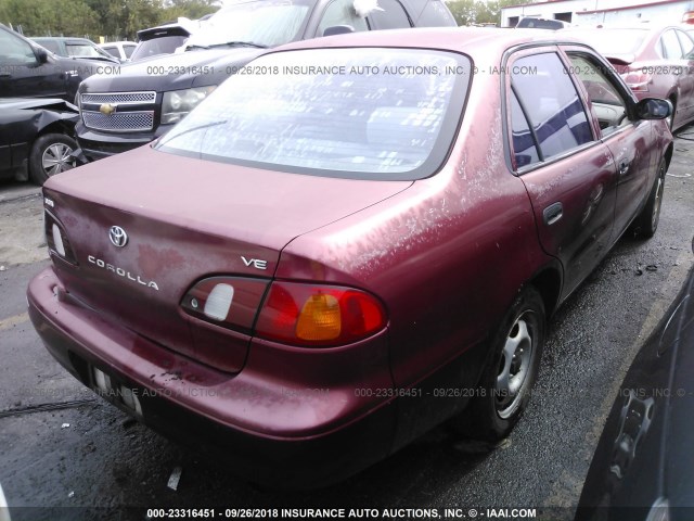 1NXBR12E3XZ177511 - 1999 TOYOTA COROLLA VE/CE/LE BURGUNDY photo 4