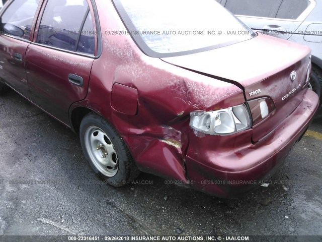 1NXBR12E3XZ177511 - 1999 TOYOTA COROLLA VE/CE/LE BURGUNDY photo 6