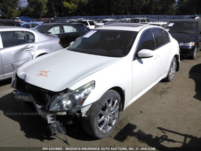 JN1CV6AR8DM750844 - 2013 INFINITI G37 WHITE photo 2