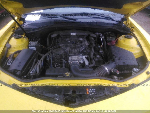 2G1FC1E39C9100885 - 2012 CHEVROLET CAMARO LT YELLOW photo 10