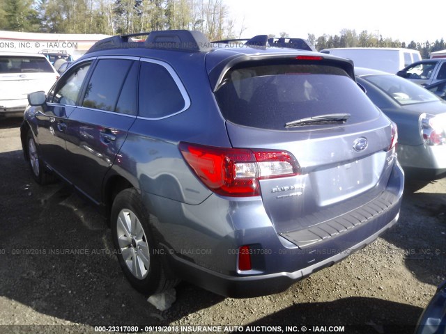 4S4BSADC9G3217046 - 2016 SUBARU OUTBACK 2.5I PREMIUM BLUE photo 3