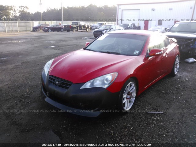 KMHHU6KH1AU035696 - 2010 HYUNDAI GENESIS COUPE 3.8L RED photo 2