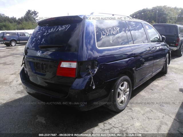 5FNRL386X7B043815 - 2007 HONDA ODYSSEY EXL BLUE photo 4