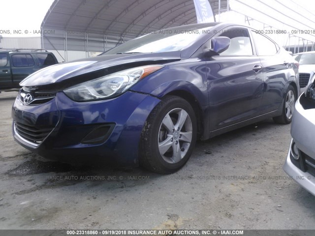 5NPDH4AEXDH325100 - 2013 HYUNDAI ELANTRA GLS/LIMITED BLUE photo 2