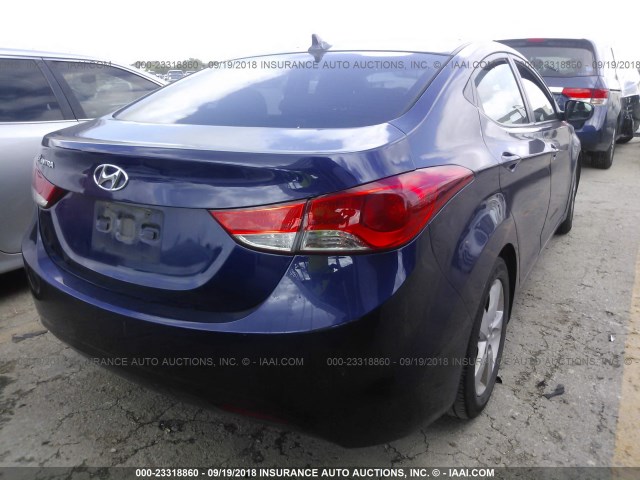 5NPDH4AEXDH325100 - 2013 HYUNDAI ELANTRA GLS/LIMITED BLUE photo 4