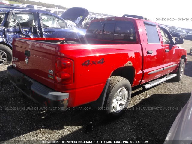 1D7HW48P47S144469 - 2007 DODGE DAKOTA QUAD SLT RED photo 4