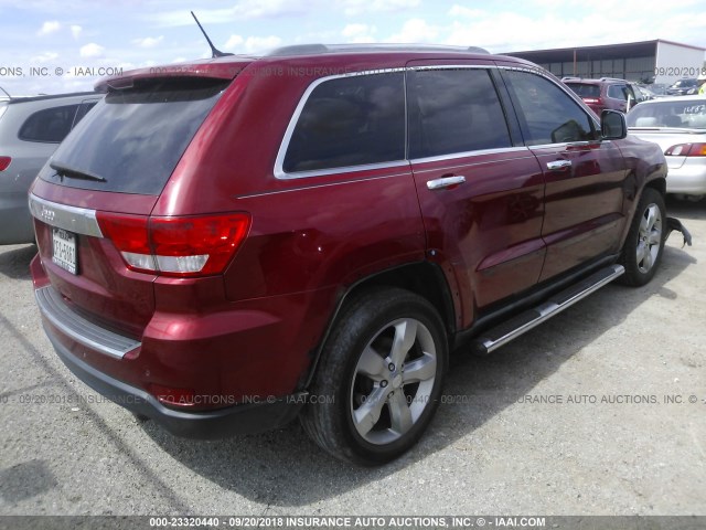 1J4RS6GTXBC584116 - 2011 JEEP GRAND CHEROKEE OVERLAND RED photo 4