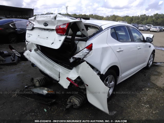 KNAGM4A74E5516102 - 2014 KIA OPTIMA LX WHITE photo 4