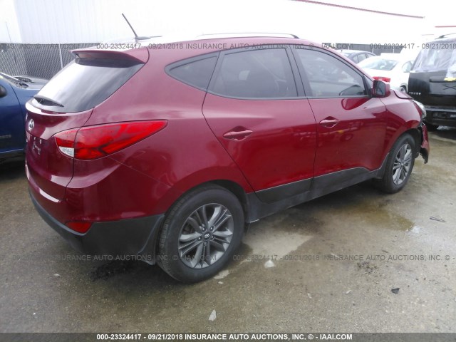 KM8JU3AG0EU845822 - 2014 HYUNDAI Tucson GLS/LIMITED/SE RED photo 4