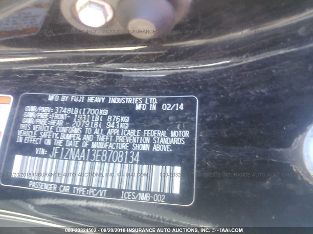 JF1ZNAA13E8708134 - 2014 TOYOTA SCION FR-S BLACK photo 9