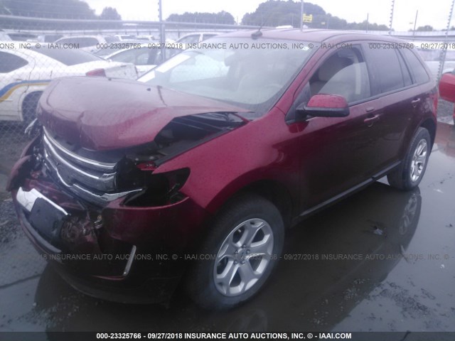 2FMDK3JC8DBC72964 - 2013 FORD EDGE SEL MAROON photo 2