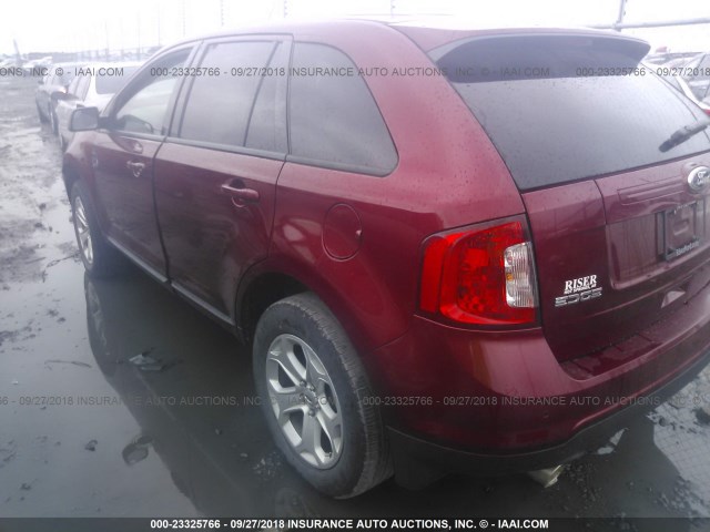 2FMDK3JC8DBC72964 - 2013 FORD EDGE SEL MAROON photo 3