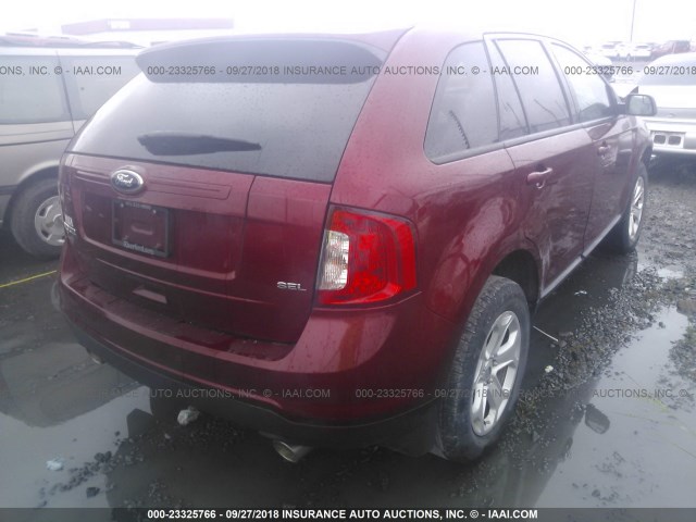 2FMDK3JC8DBC72964 - 2013 FORD EDGE SEL MAROON photo 4