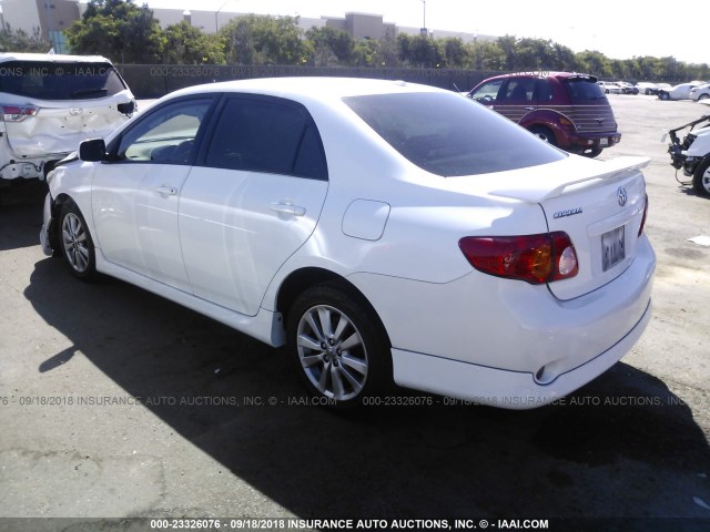 1NXBU40E79Z126874 - 2009 TOYOTA COROLLA S/LE/XLE WHITE photo 3