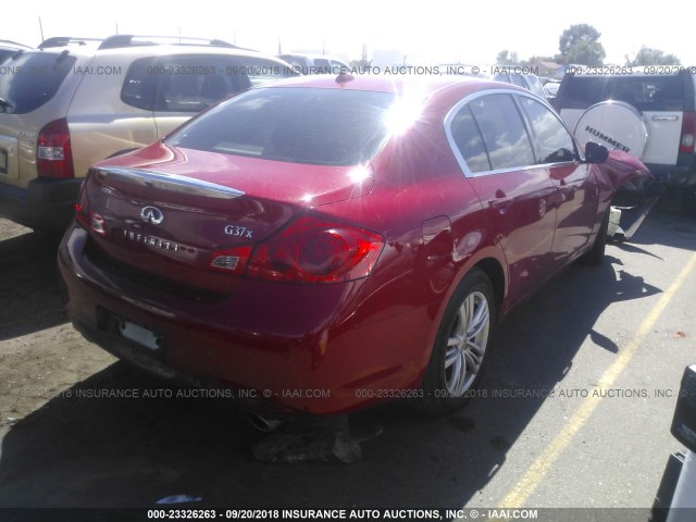 JN1CV6AR5CM675633 - 2012 INFINITI G37 RED photo 4