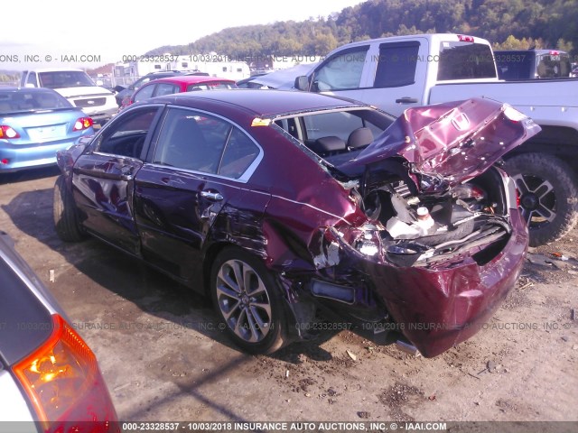 1HGCR2F5XDA003023 - 2013 HONDA ACCORD SPORT MAROON photo 3