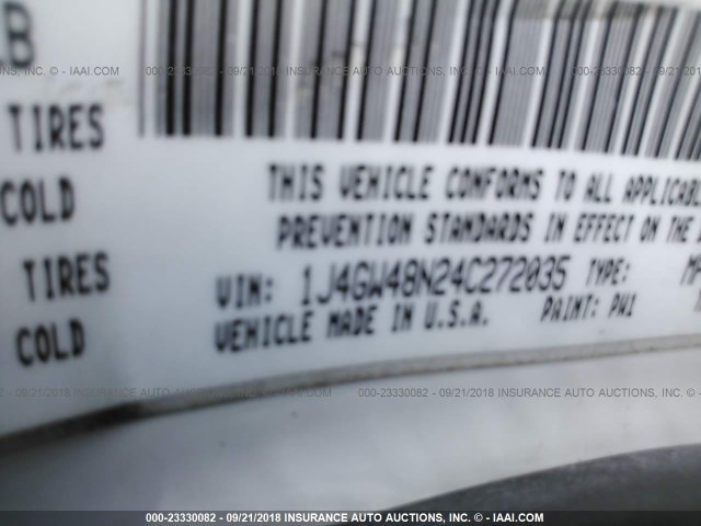 1J4GW48N24C272035 - 2004 JEEP GRAND CHEROKEE LAREDO/COLUMBIA/FREEDOM 白色 照片 9