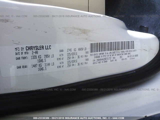 2A8HR44H28R721737 - 2008 CHRYSLER TOWN & COUNTRY LX WHITE photo 9