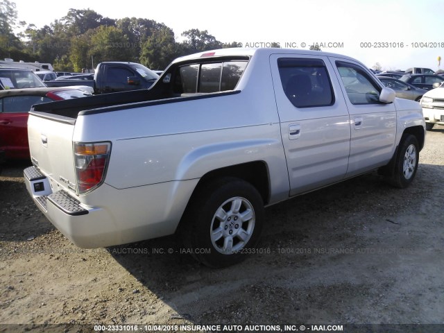 2HJYK16467H505720 - 2007 HONDA RIDGELINE RTS SILVER photo 4