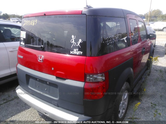 5J6YH28685L005186 - 2005 HONDA ELEMENT EX RED photo 4