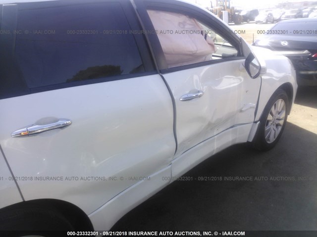 5J8TB2H5XAA004802 - 2010 ACURA RDX TECHNOLOGY WHITE photo 6