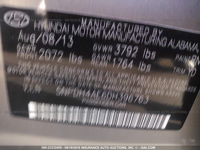 5NPDH4AE6DH396763 - 2013 HYUNDAI ELANTRA GLS/LIMITED GOLD photo 9