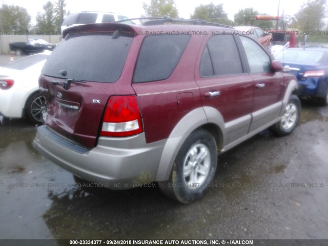 KNDJC733155450485 - 2005 KIA SORENTO EX/LX RED photo 4