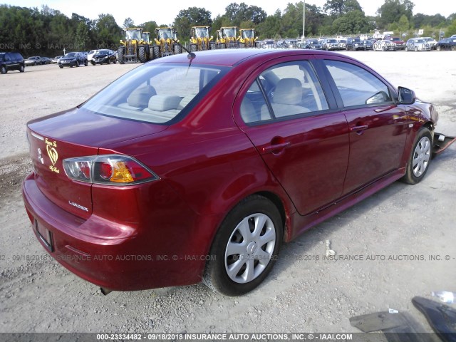 JA32U2FUXEU022055 - 2014 MITSUBISHI LANCER ES/ES SPORT RED photo 4