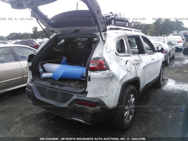 1C4PJLDB1EW206876 - 2014 JEEP CHEROKEE LIMITED WHITE photo 4