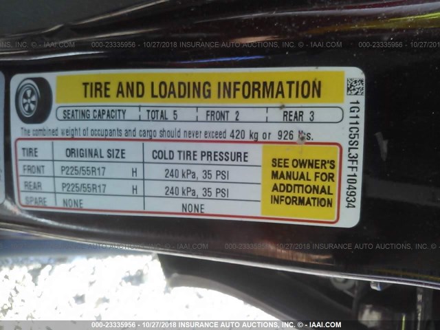 1G11C5SL3FF104934 - 2015 CHEVROLET MALIBU 1LT 栗色 照片 9