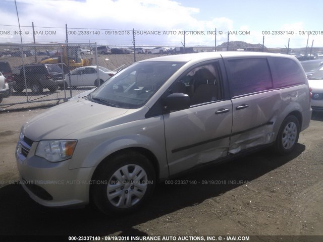 2C4RDGBG9FR512837 - 2015 DODGE GRAND CARAVAN SE TAN photo 2