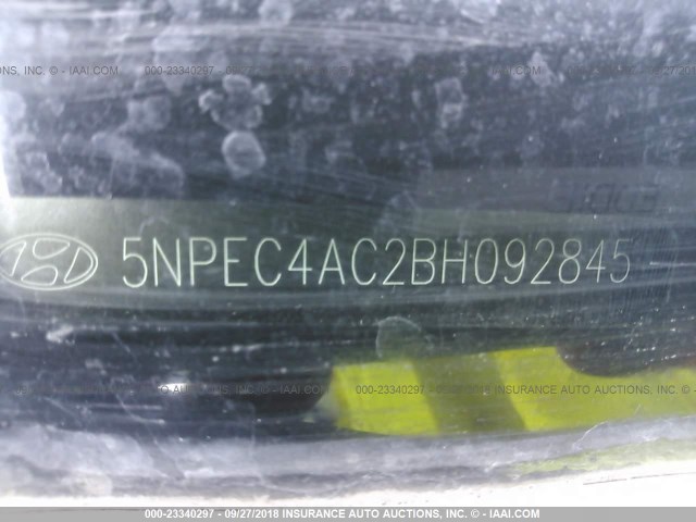 5NPEC4AC2BH092845 - 2011 HYUNDAI SONATA SE/LIMITED GRAY photo 9