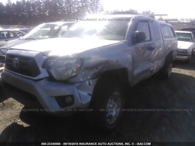 5TFUX4EN1EX029885 - 2014 TOYOTA TACOMA ACCESS CAB ვერცხლისფერი ფოტო 2