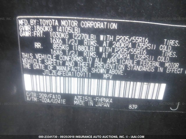 JTLZE4FE0A1109111 - 2010 TOYOTA SCION XB Қара фото 9