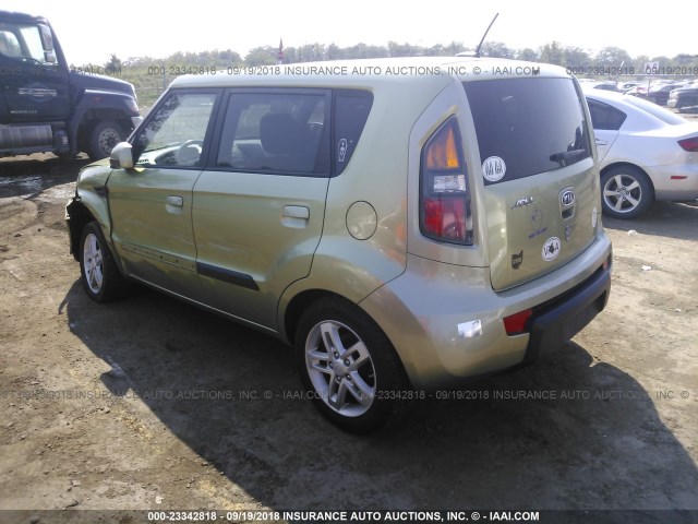 KNDJT2A25A7032023 - 2010 KIA SOUL +/!/SPORT GREEN photo 3