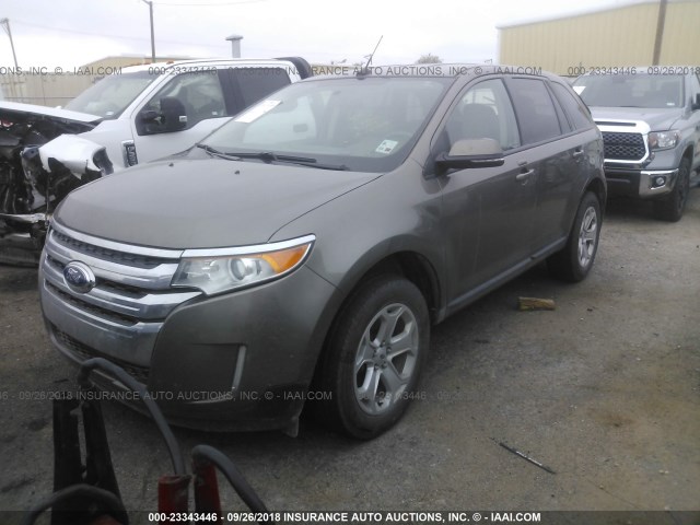 2FMDK3JC8DBC40595 - 2013 FORD EDGE SEL GRAY photo 2