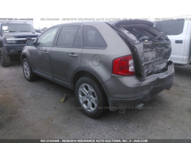 2FMDK3JC8DBC40595 - 2013 FORD EDGE SEL GRAY photo 3