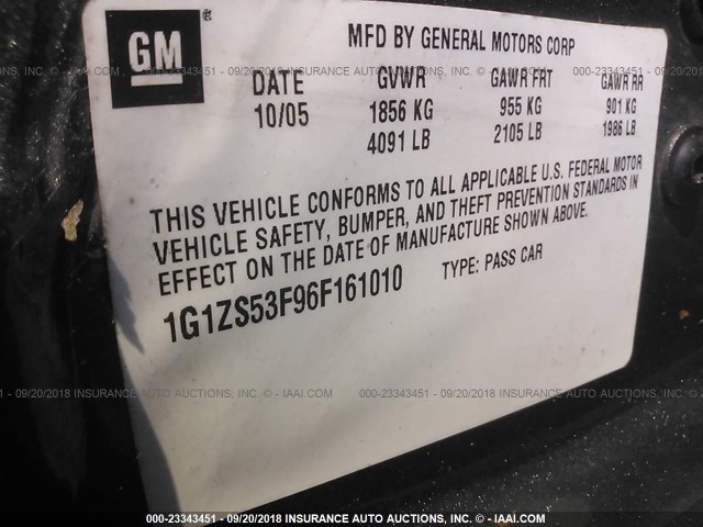 1G1ZS53F96F161010 - 2006 CHEVROLET MALIBU LS 灰色 照片 9