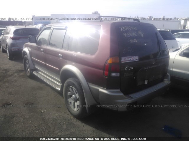 JA4LS31H1YP811493 - 2000 MITSUBISHI MONTERO SPORT LS/SPORT XLS BURGUNDY photo 3