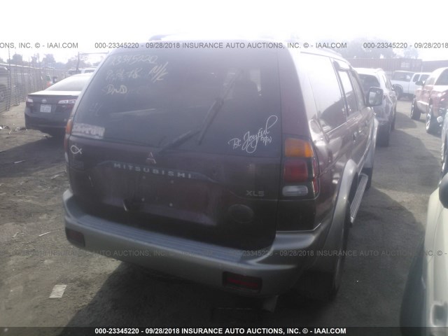 JA4LS31H1YP811493 - 2000 MITSUBISHI MONTERO SPORT LS/SPORT XLS BURGUNDY photo 4