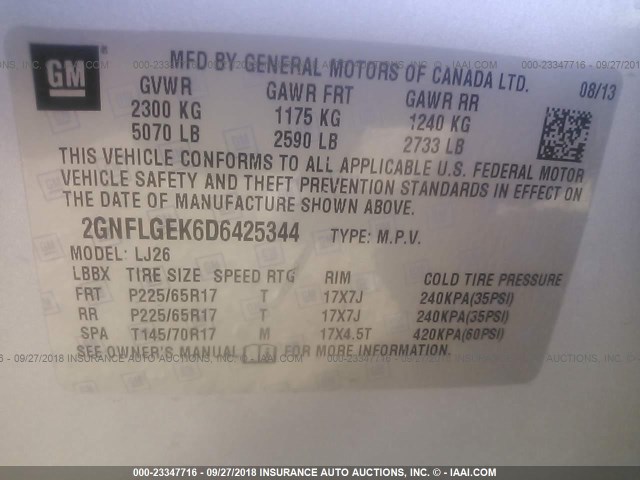 2GNFLGEK6D6425344 - 2013 CHEVROLET EQUINOX LTZ SILVER photo 9