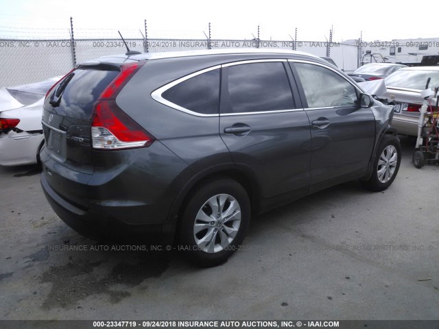 2HKRM4H70DH692936 - 2013 HONDA CR-V EXL GRAY photo 4