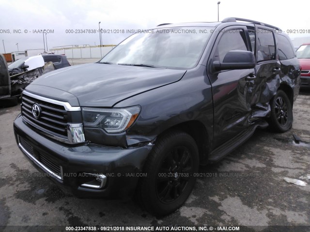 5TDZY5G19JS071143 - 2018 TOYOTA SEQUOIA SR5/TRD SPORT GRAY photo 2