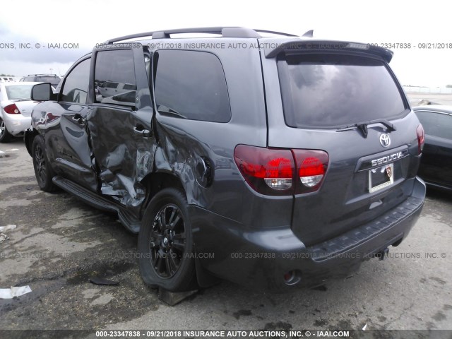 5TDZY5G19JS071143 - 2018 TOYOTA SEQUOIA SR5/TRD SPORT GRAY photo 3