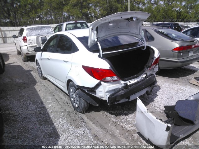 KMHCT4AE6GU133639 - 2016 HYUNDAI ACCENT SE WHITE photo 3