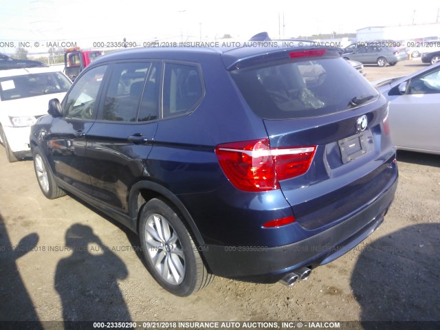 5UXWX9C56E0D30090 - 2014 BMW X3 XDRIVE28I BLUE photo 3