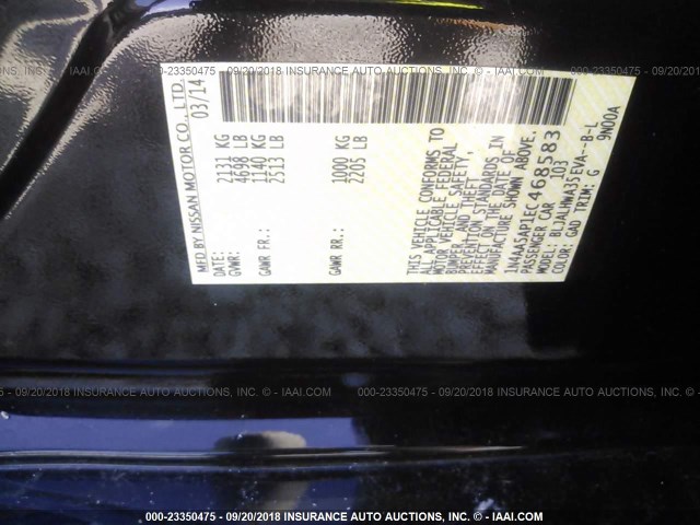 1N4AA5AP1EC468583 - 2014 NISSAN MAXIMA S/SV BLACK photo 9