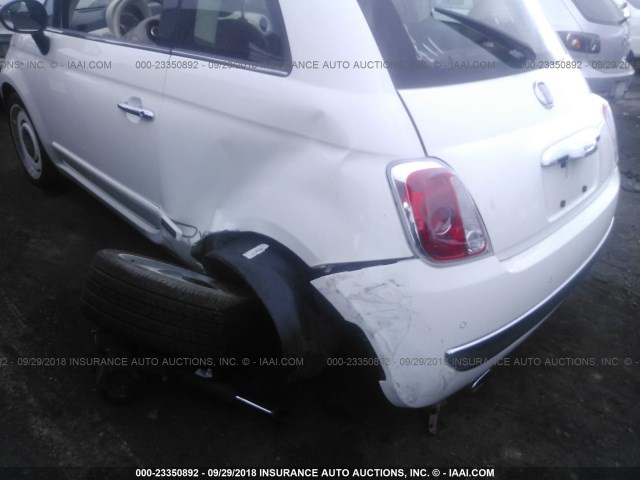 3C3CFFCRXET300880 - 2014 FIAT 500 LOUNGE WHITE photo 6