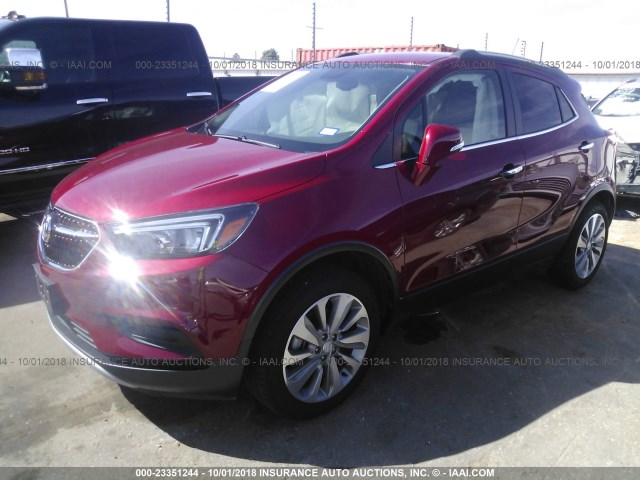 KL4CJASB0JB691383 - 2018 BUICK ENCORE PREFERRED RED photo 2