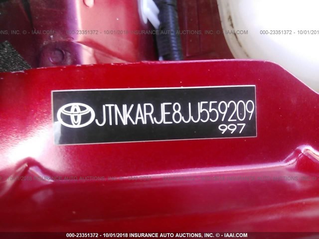 JTNKARJE8JJ559209 - 2018 TOYOTA COROLLA IM RED photo 9